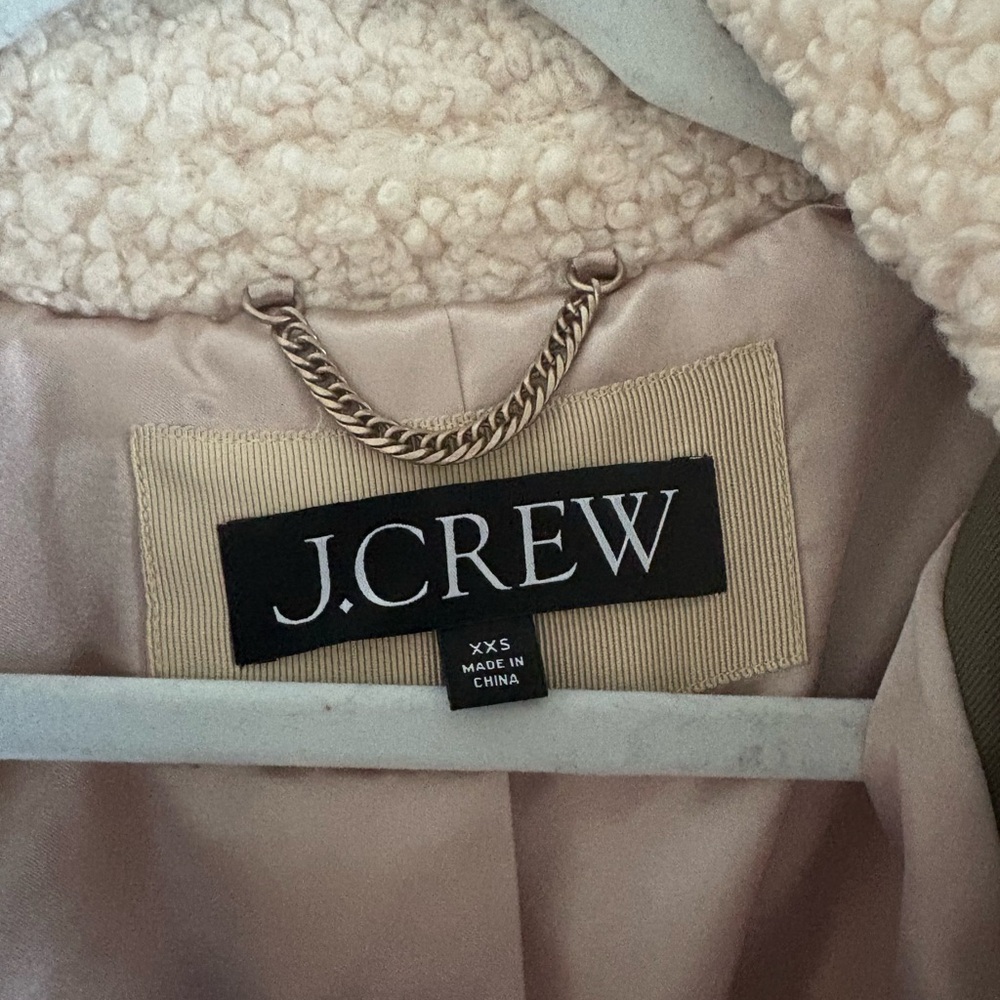 J.Crew Cream/Olive Sherpa Jacket - Picture 2 of 3